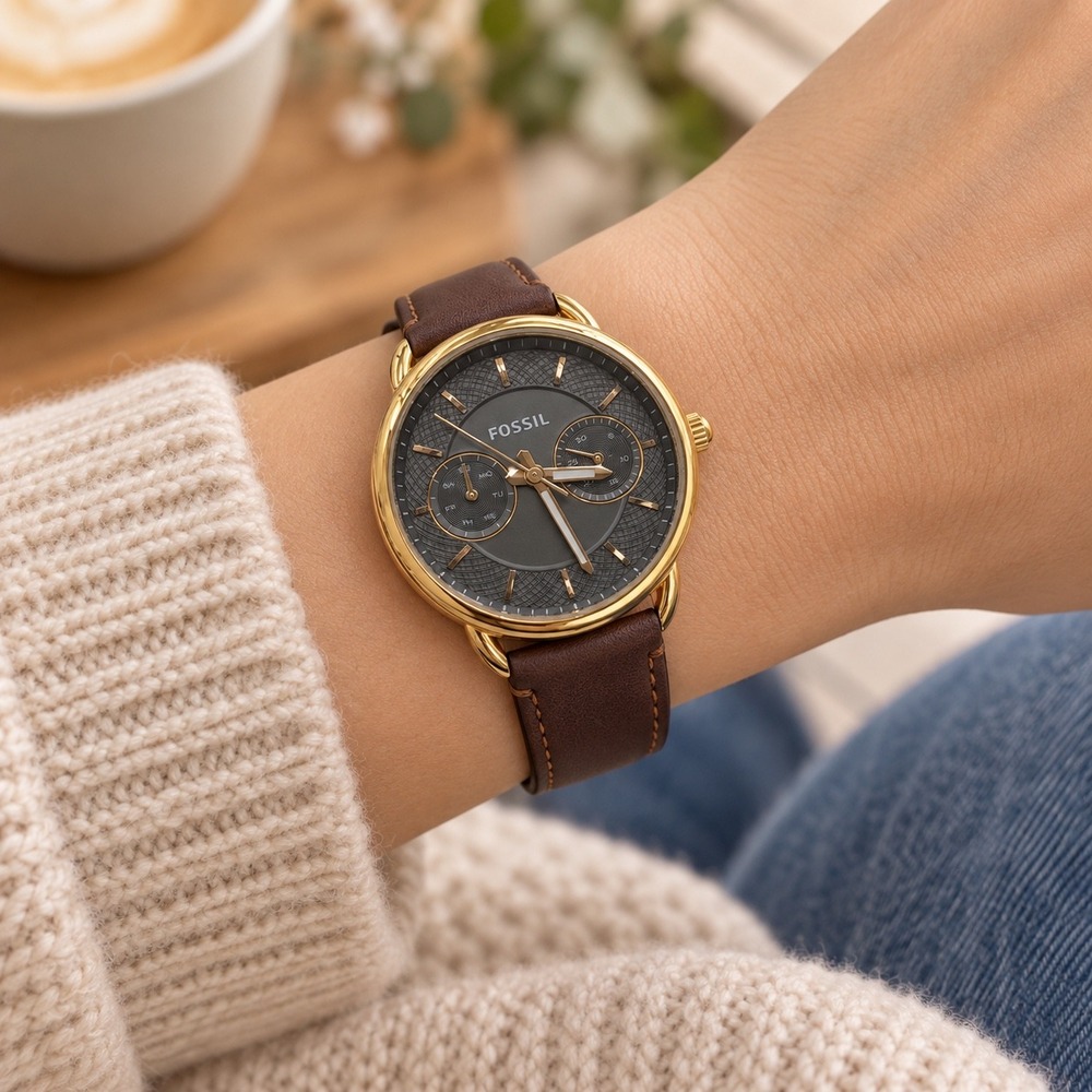 Fossil Tailor Multifunction Women Brown Gold Grey ES3913 Watch